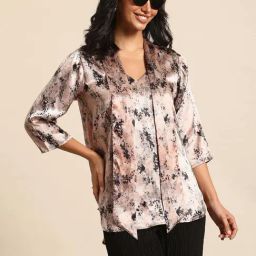 Qurvii Peach Printed Top-picture-24