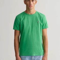 GANT Green Regular Fit Cotton Crew T-Shirt-image-55