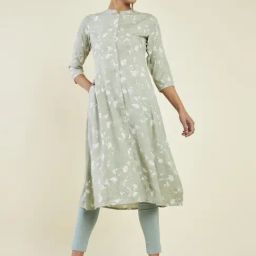 Soch Green Printed A Line Kurta-image-65