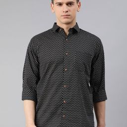 MILLENNIAL MEN Men Black & White Regular Fit Printed Casual Shirt-image-78