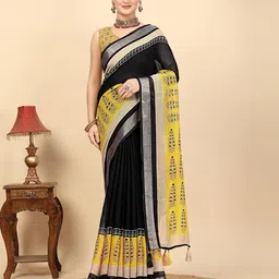 J 6 DESIGNER Ethnic Motifs Linen Blend Saree-image-59