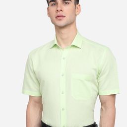 Greenfibre Men Lime Green Pure Cotton Formal Shirt-image-18