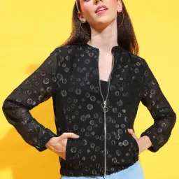 Oxolloxo Black Textured Bomber Jacket-image-64