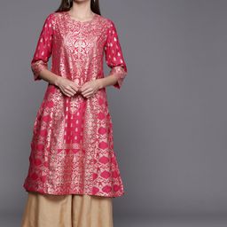 Biba Women Fuchsia & Gold-Toned Ethnic Motifs Kurta-37