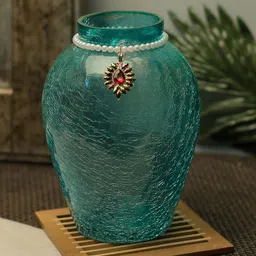 Homesake Turquoise Blue Textured Flower Vase-image-6