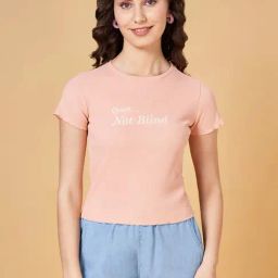 People by Pantaloons Peach Printed T-Shirt-image-12