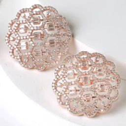 Karatcart Cubic Zirconia Studded Rose Gold-Plated Stud Earrings for Women-image-70