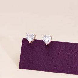 Kai Jewel Sterling Silver Minimalistic Crystal Cut Diamond Rose Gold Earrings for Women-image-3