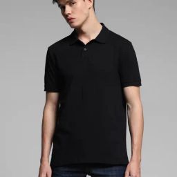 Jack & Jones Black Cotton Slim Fit Polo T-Shirt-image-16