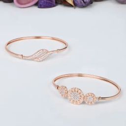 Zaveri Pearls Set of 2 Rose Gold Contemporary Cubic Zirconia Brass Kada Style Bracelet-ZPFK11112-image-80
