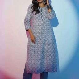 Libas White Cotton Printed Straight Kurta-image-15