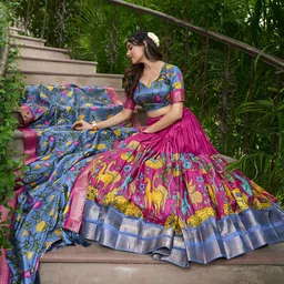 JULEE Printed Ready to Wear Lehenga & Unstitched Blouse With Dupatta image 4