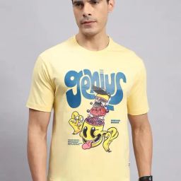 Rock.it Yellow Cotton Regular Fit Printed T-Shirt-image-16
