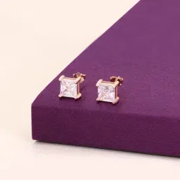 Kai Jewel Sterling Silver Shimmering Squares Casual Stud Rose Gold Earrings for Women-image-48