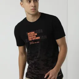 Wildcraft Black Cotton Regular Fit Printed T-Shirt-image-89