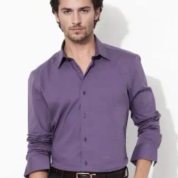 Rare Rabbit Purple Regular Fit Solid Shirt-image-51