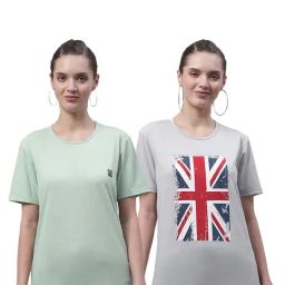 Vimal Jonney Mint & Light Grey Cotton Printed T-Shirt (Pack Of 2)-image-42