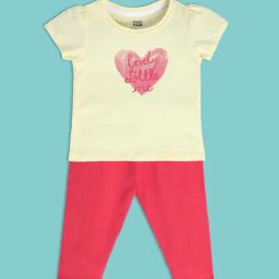 MINIKLUB Kids Yellow & Pink Printed Top with Pants-image-93