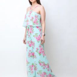 Cation Turquoise Floral Print Jumpsuit image 3