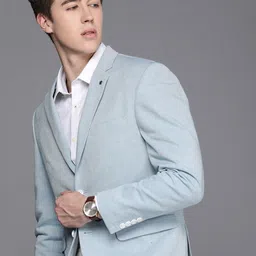 Louis Philippe Self Design Slim Fit Single-Breasted Smart Casual Blazer-picture-11
