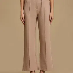 Kazo Beige Plain Trousers-image-30
