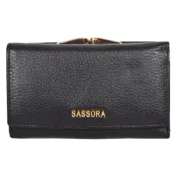 SASSORA Qiu Black Formal Leather Wallet for Women-picture-23