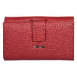 SASSORA Frida Red Casual Leather Tri-Fold Wallet for Women-image-61