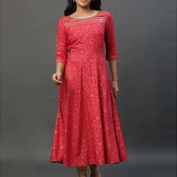 Aurelia Pink Printed Flared Kurta-10
