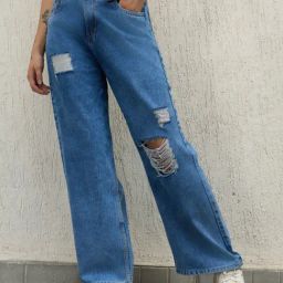 Hubberholme Blue Relaxed Fit High Rise Jeans-image-91