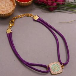 Aapno Rajasthan Blue Artistic Purple Cord Casual Rakhi with Roli Chawal & Greetings Card-picture-10