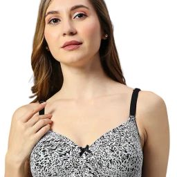 Smarty Pants Black & White Animal Print Full Coverage T-Shirt Bra-image-86
