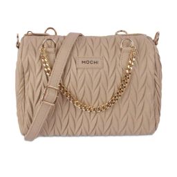 Mochi Beige Stylish Premium Textured Medium Cross Body Bag-44
