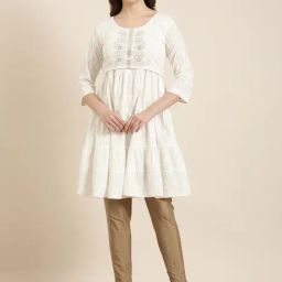 SHOWOFF Off White Printed Kurta-image-81