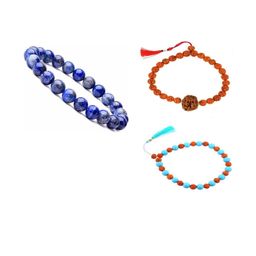 Divine souvenirs Unisex Set Of 3 Artificial Beaded Elasticated Bracelets-41