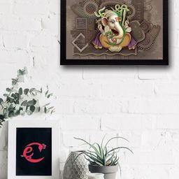 eCraftIndia Multicoloured Lord Ganesha UV Wall Art-50