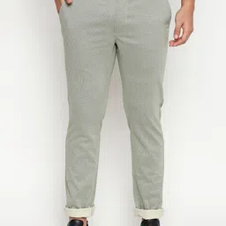 Basics Men Green Tapered Fit Self Design Regular Trousers-image-70