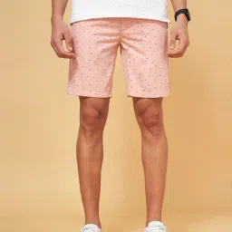Byford By Pantaloons Dusty Pink Cotton Slim Fit Printed Shorts-picture-28