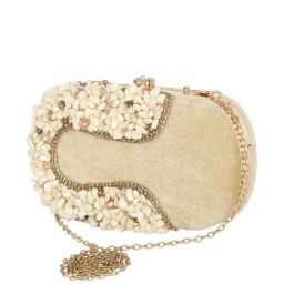 NR by Nidhi Rathi Golden Fabric Minaudiere Clutch-37