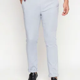 Basics Men Blue Tapered Fit Solid Regular Trousers-image-121