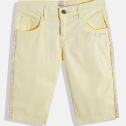 Gini and Jony Girls Yellow Solid Capris with Side Taping-image-52