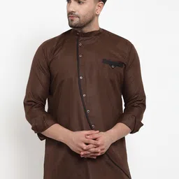 Benstoke Men Brown Solid Straight Kurta-image-5