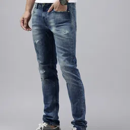 SPYKAR Men Skinny Slim Fit Low-Rise Mildly Distressed Heavy Fade Stretchable Jeans-picture-31