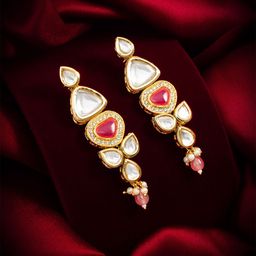 Anouk Gold-Plated Kundan Studded Geometric Drop Earrings-9