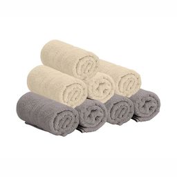 The Happy Pod 8 Piece Grey & Cream 530 GSM High Absorbent Bamboo Cotton Face Towels-image-24