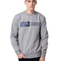 Allen cooper Grey Melange Regular Fit Printed Sweatshirt-29