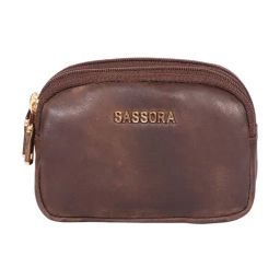 Sassora Zinnia Brown Small Leather Coin Pouch-image-66