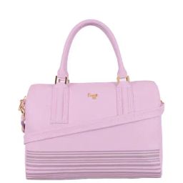 Baggit Pale Orchid PVC Striped Bowler Handbag-image-17