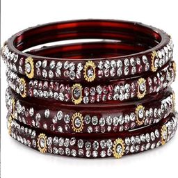 SOMIL Set Of 16 Red Alloy Artificial Stones and Beads Antique Bangles-image-61