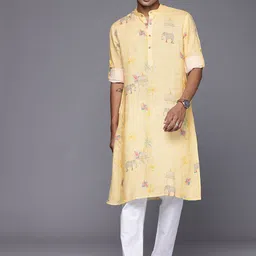 Patrah Pure Linen Ethnic Motifs Printed Kurta-picture-32