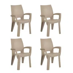 Supreme Villa Plastic Chair with Arms (Dark Beige, Pack of 4)-20